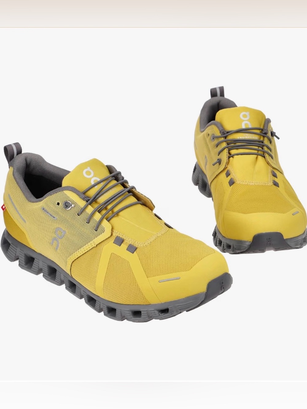 Men’s On Cloud 5 Waterproof Sneakers in Mustard and Rock Size 13 EUC